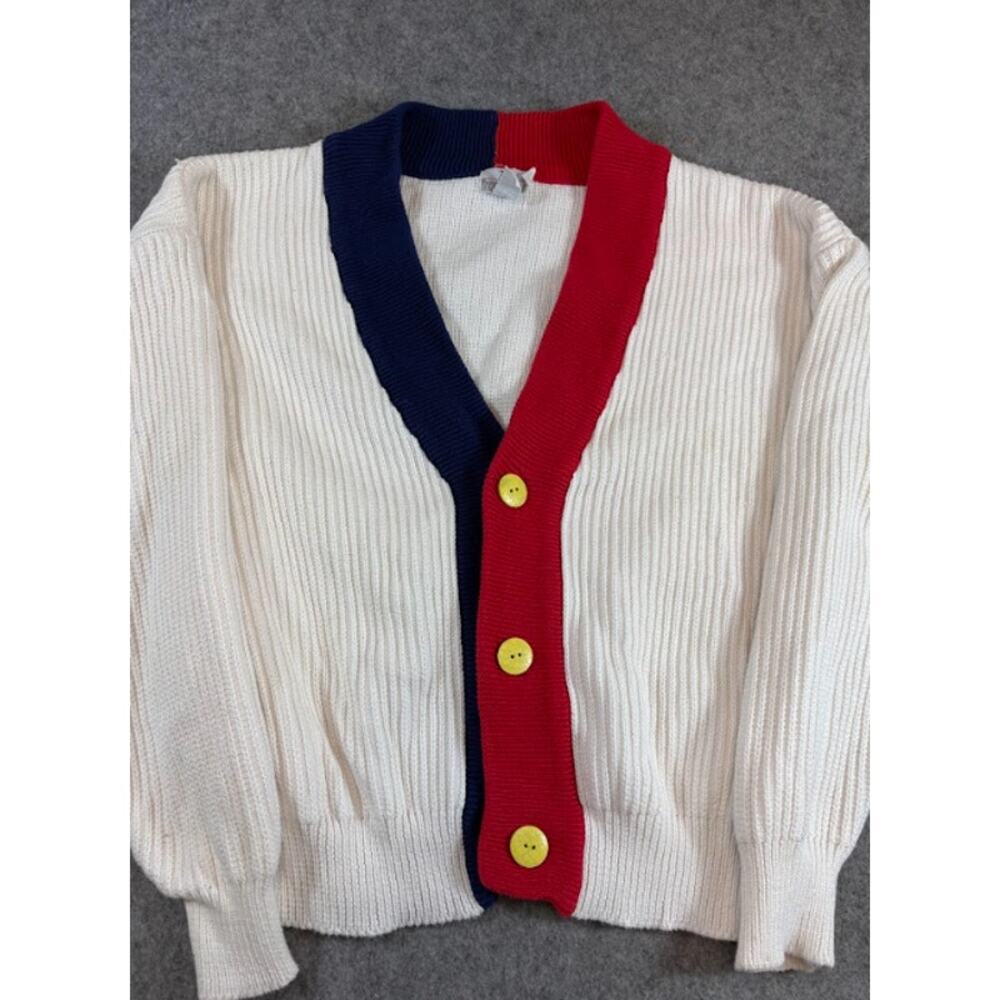VTG Neiman Marcus Cardigan Sweater Mens XL Combed Cotton Chunky Colorblock